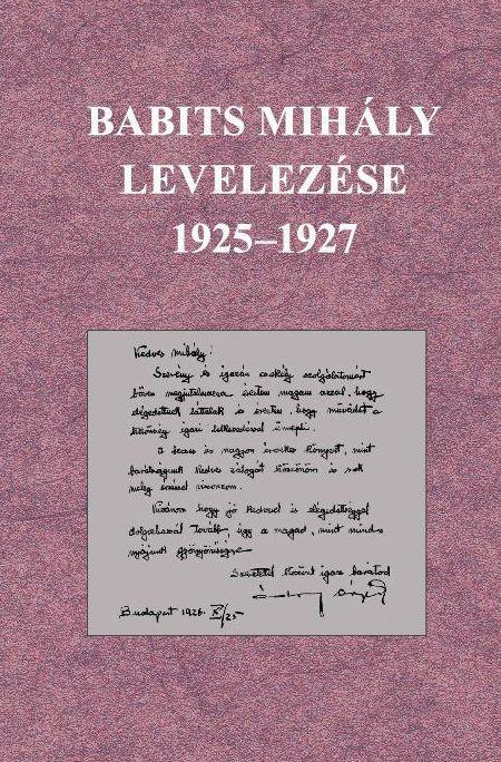 Babits Mihly Levelezse 1925-1927